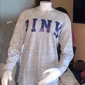 Victoria Secret pink sequin logo long sleeves xs